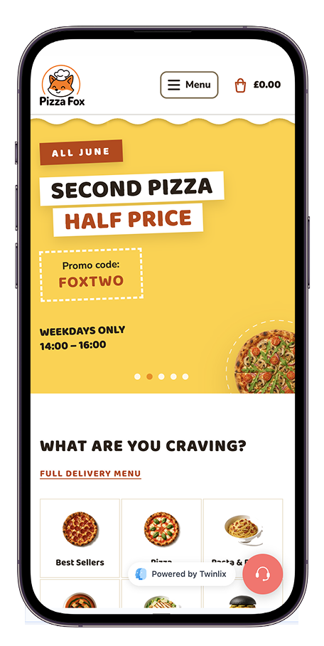 Strona Pizza Fox na telefonie
