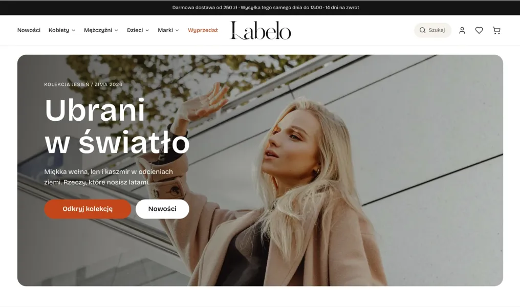 Home page of the Labelo demo store