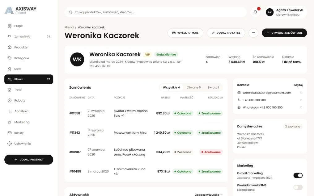 Karta klienta: historia zakupów